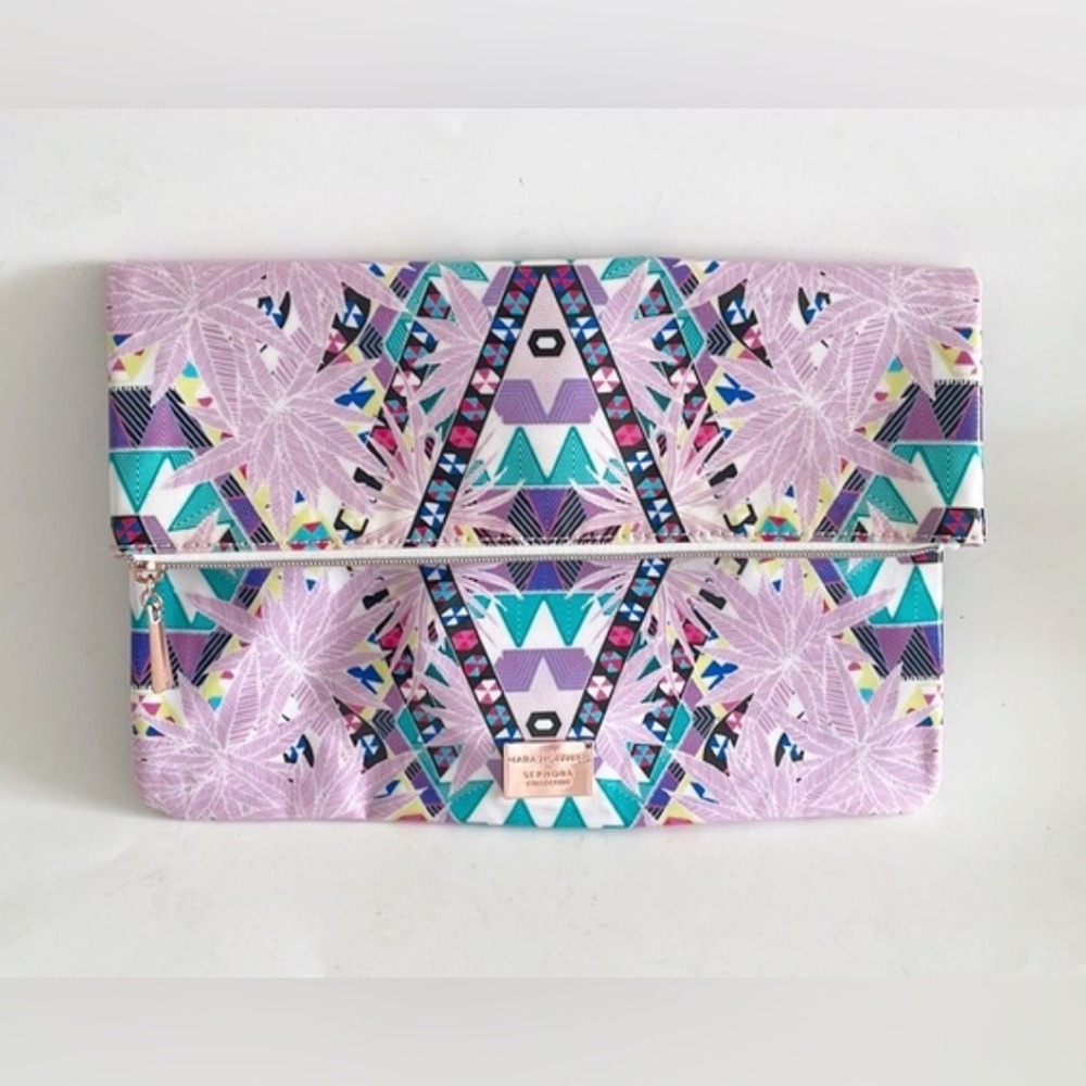 NWOT Mara Hoffman For Sephora Collection Zippered Multicolored Foldover Bag! - Picture 4 of 13